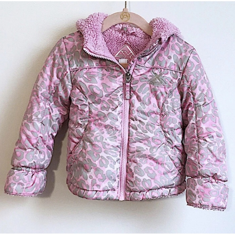 ZeroXposute Pink & Gray Animal Print Hoodie Jacket. Size 3T